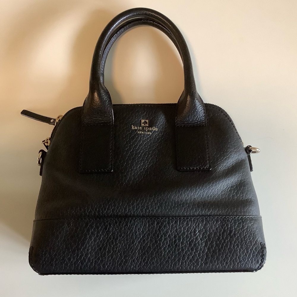 Kate Spade Black Wellesley Rachelle Satchel Leather Bowler Purse